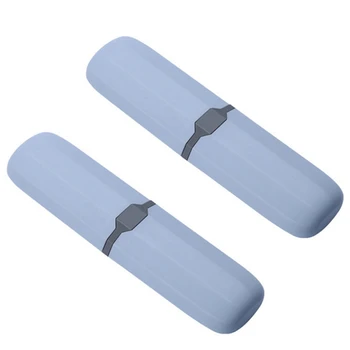2X Пътен калъф за четка за зъби, растягивающийся контейнер за паста за зъби, антибактериална кутия регулируем син Цвят