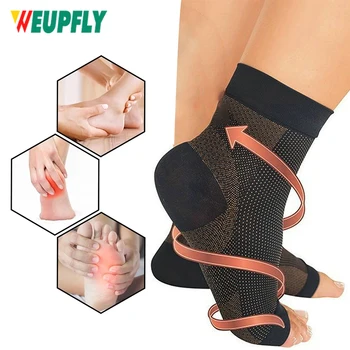 1 чифт медни компрессионных за изправяне на ножных ръкави за мъже и жени, чорапи с меден пълнител от подошвенного фасциита при болки в й ръце и крака