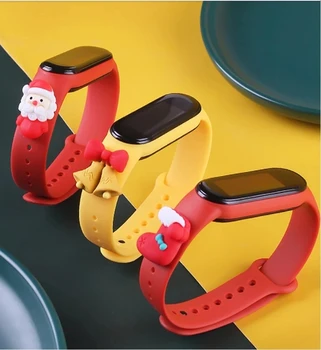 Коледен каишка за часовник Xiaomi Mi Band 6, взаимозаменяеми каишка с анимационни кукли, спортен гривна с елени за Xiaomi Mi Band 5
