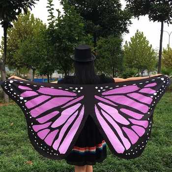 Цветна орар с крила на пеперуда от мека кърпа, шал-орар, Женски костюм фея