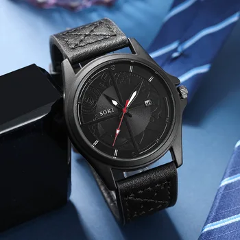 2023 Нови Модни мъжки луксозни спортни часовници Кожени мъжки армейските военни кварцови часовници за мъже Clock Relogio Masculino