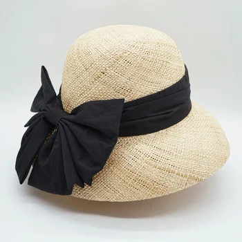Дамски солнцезащитная шапка-кофа, в стил абатство Даунтон, прекрасна сламена шапка с лък, лятна шапка, Плажна елегантен дамски фетровая шапка за църквата