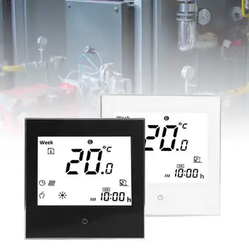 AC 110-230 В 3A Стаен термостат за отопление, седмичен програмируем с LCD дигитален дисплей, сензорен екран с инструкция за употреба