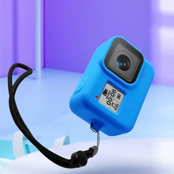 Цветна мек силиконов защитен калъф, устойчив на удари калъф с въже за спортна камера Gopro Hero 8