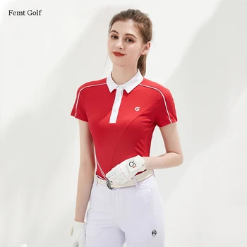 Femt Golf Нов дамски летен быстросохнущий топ с къс ръкав, корейската дамски поло риза за голф, приталенная пола трапецовидна форма, къси панталони
