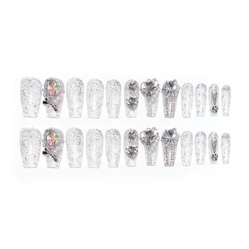 Прозрачни дълги режийни ноктите с блестящи кристали, трайни безопасен материал, водоустойчив режийни ноктите за любителите на маникюр и