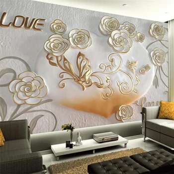 beibehang Потребителски 3D снимка Европейските романтични тапети за стая и хол ТЕЛЕВИЗИЯ фона на стена от тисненой хартия, 3D тапети