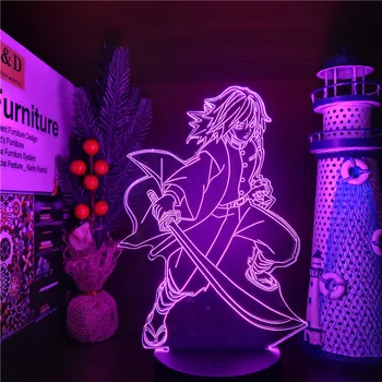 Kimetsu No Yaiba Giyu Tomioka Акрилна 3D Визуални Лампа Led Лампа за Домашен интериор, Готин Детски Подарък, Статуетка Амин, лека нощ