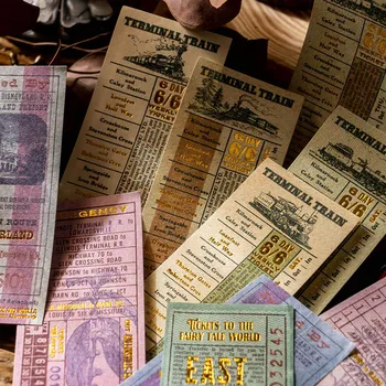 Старинни Златни билети, колаж, Материал за списание за scrapbooking, производство на хартиени картички, ретро Текстурная хартия, Творчески канцеларски материали за водене на записки