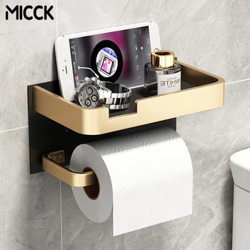 Стойка за ролка хартия MICCK от алуминиева сплав, Държач за тапети С телефонна Поставка, Органайзер За съхранение на тоалетни Кърпички, Аксесоари За баня