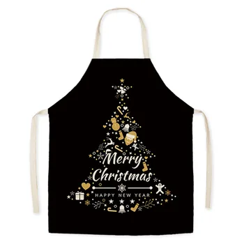 Подарък-Коледна елха, с ленена маслостойкий престилка за избърсване на ръцете, без ръкави, престилка за възрастни, домашна работа, кухня, празнични дрехи