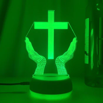 Нов Кръст на Исус 3D Led нощна светлина за Приятелите, Великден и Коледа Стая Декор, Подаръци, Разпятие, Оптична Илюзия, Настолна Лампа, нощна светлина