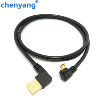 15 см-кратък от 1 м позлатени правоъгълен Micro USB с ляв ъгъл USB Tpye, мъжки 90-градусов кабел за предаване на данни, кабел за зареждане