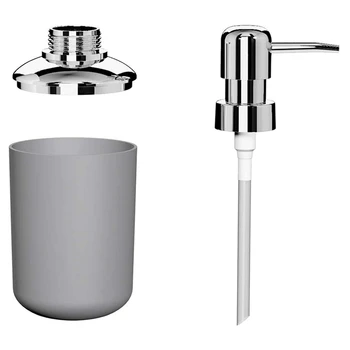 Нов пластмасов комплект аксесоари за баня от 8 теми, набор от аксесоари за четки за баня и тоалетна с държач за четка за зъби, чаша за четка за зъби (сива и бяла)