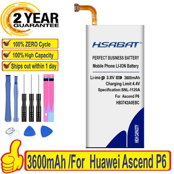 HSABAT 3600 mah HB3742A0EBC Батерия се Използва за Huawei Ascend P6/Възкачи G6/P6-U06/p6-c00/p6-T00 G620 G621 G620s G630