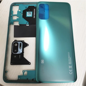Капак на отделението за батерията, задната врата панел, корпус, калъф за Xiaomi Redmi Note 10 5G, задната част на кутията със средна рамка, резервни части за ремонт на обхвата на камерата