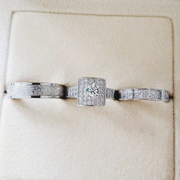 Истински сребърен комплект годежни пръстени за двойката за младоженци жени и мъже, подарък за пръст, Африкански модни бижута R5366