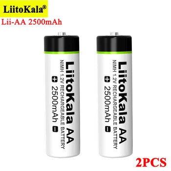 2 елемента Liitokala 1.2 V AA 2500mAh Ni-MH Акумулаторна батерия aa за температура на пистолета с дистанционно управление, играчка на батерии за мишката