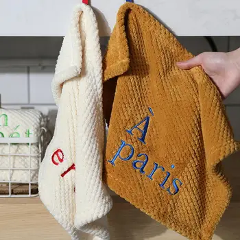INS Текстурное квадратна кърпа, быстросохнущее кърпа за ръце с бродерия букви, меко водопоглощающее кърпа за ръце, кухня, баня