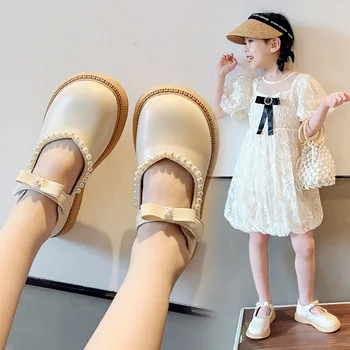 Висококачествени Бродирани с мъниста Обувки Mary Janes за момичета, Елегантни Детски Модела обувки на Принцесата за Деца, Сватба парти, Детски Обувки на равна подметка 2023
