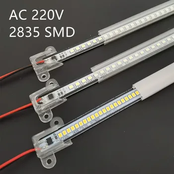 5PCS AC220V SMD 2835 LED Hard Rigid Strip Bar Tube Light алуминиев корпус за домашен интериор на стените на кухненски шкаф