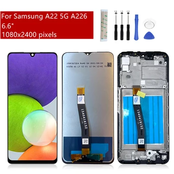 За Samsung Galaxy A22 5G LCD сензорен дисплей, дигитайзер, възли за Samsung A226 Подмяна на LCD екрана