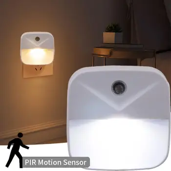 Led лека нощ на EU-US Plug In Smart Motion Sensor Light Мини-лека нощ за детски стаи, декориране на спалня, осветление