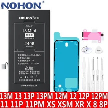 Батерия NOHON За iPhone 13 12 11 Pro MAX XS X XR 8 Plus 12Mini 13Mini 11Pro 12Pro 13Pro Сменяеми Литиево-Полимерна Батерия Bateria