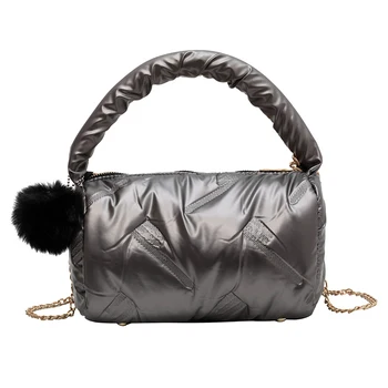Зимна луксозна naka чанта, модерен дамски чанта от веригата на рамото си, престижно космическа памучен чанта, дизайнерска дамска чанта през рамо за пазаруване