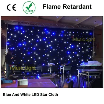 Огнеупорна тъкан 3 мх4,5 м BW, смешивающая led осветление за сцени, led звездна лампа с управление DMX за украса на сватбената сцена, клубни партита