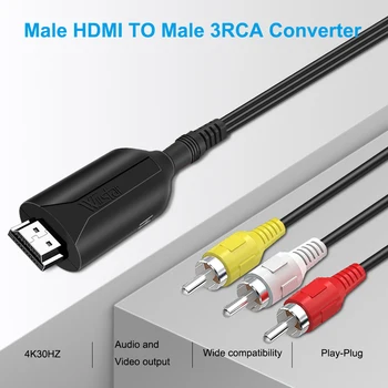 Конвертор 4K HD HDMI в RCA AV/CVSB L/R Video Box HD 1080P 1920*1080 30 Hz HDMI2AV Поддръжка на NTSC PAL HDMI Изход в AV С PCBA