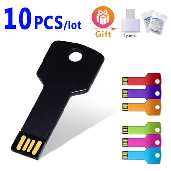 Коригира Лого, USB Pen Drive 10 бр./лот Метален ключ Memory Stick duo 4 GB 8 GB 16 GB 32 GB 64 GB USB 2.0 Флаш памет Pendrive Cle USB Диск