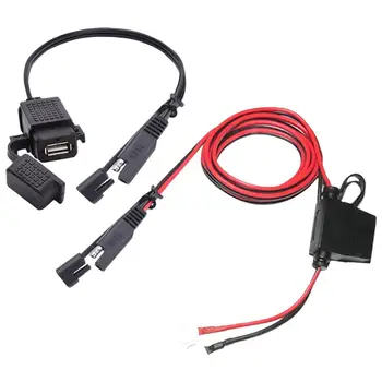 Водоустойчив кабел SAE-USB захранващ Адаптер 2.1 A, изменено с предохранителем, USB-зарядно устройство за мобилен телефон мотоциклет