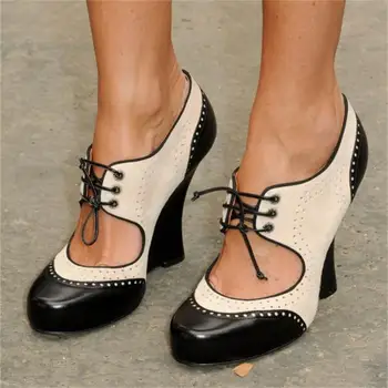 Дамски модни обувки на висок ток с цветен блокирующим покритие от изкуствена кожа с квадратни пръсти на дебелите ток, класически универсален обувки за банкети за всеки ден
