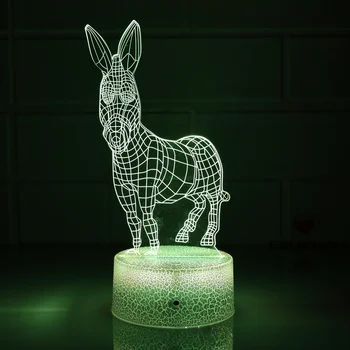 Нощна лампа Nighdn 3D Donkey Night Light, илюзорен нощна светлина в 7 цвята, което променя сензорен прекъсвач, настолни лампи за маса декорация, подарък за деца