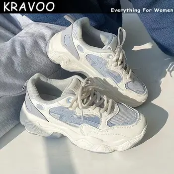 Дамски обувки KRAVOO на платформата, дишащи меш дамски маратонки, женски маратонки за бягане дантела, боядисана спортни обувки, лято 2023 г.