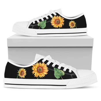 Дамски обувки Sunflower, дизайнерски ежедневни износоустойчиви парусиновые маратонки, trend уличен разпечатки при поискване, принт върху плоска подметка с нисък покрив