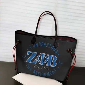 Дамски чанти през рамо с шарени Zeta Phi Beta, ежедневна чанта за пазаруване с голям капацитет, дамски чанти-тоут от изкуствена кожа за пътуване