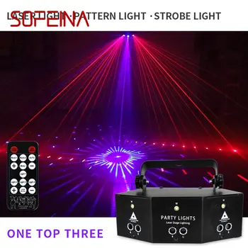 SOFEINA Лазерна Лампа за Фенерче Управление на Звука С DJ Лампа с Дистанционно Управление с 9 Дупки За Коледното Проекция KTV Light