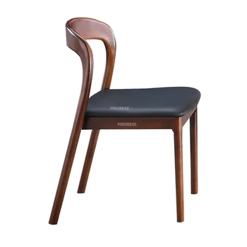 Трапезни столове от масивно дърво в скандинавски стил, Лека луксозно обзавеждане за дома, Модерна минималистична Трапезария стол с облегалка, всекидневни стол за Ресторанта и кафене