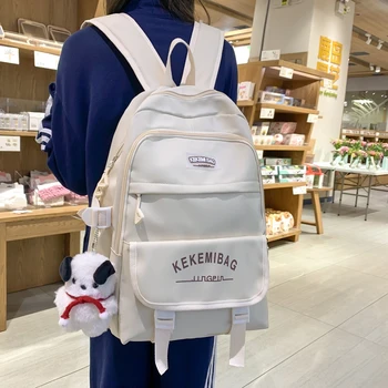 Модерен скъпа раница за момичета в стил Харадзюку, однотонная водоустойчив училищна чанта за студенти, дамски пътна чанта за тийнейджъри, чанта за книги