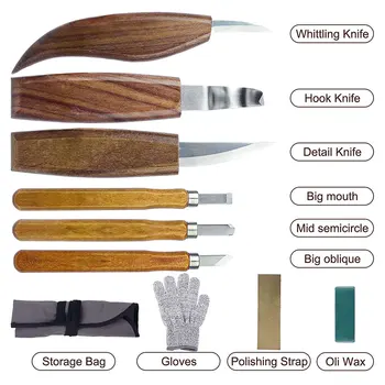 10 бр. комплект ножове за дърворезба, ръчно длето, кука, нож за гравиране, рязане на дърво, направи си сам, Домакински инструменти за дървообработване
