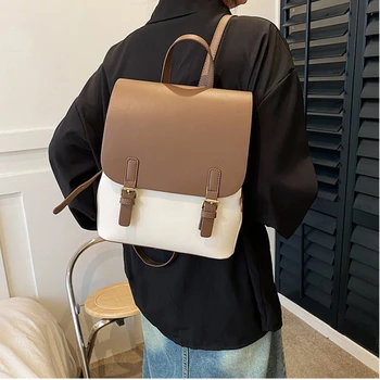 Чанта-раница от Изкуствена Кожа, дамски Студентски луксозна дизайнерска новост 2023, лятна чанта през рамо, Универсална модерна чанта