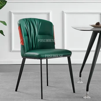 Дизайнерски мебели за къщи, столове за почивка в хотел, модерен минималистичен кожен стол за хранене, скандинавски ресторант, стол за сядане с облегалка