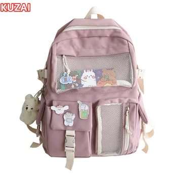 Училищен раница KUZAI, сладък студентски водоустойчива раница, ученически чанти за жени, чанта за лаптоп, чанта за книги