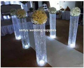 4 бр./10 бр. Кристална стълб за сватбени пътеки на височина 120 см, акрил поставка за цветя, изработени от кристал, сватбени декори за сцени, Декорация на партита