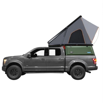 Къмпинг Алуминиева палатката на покрива на автомобила Triangle Hard shell Roof Top Палатка за нощуване на открито Пешеходен туризъм Автомобили палатката на покрива на 4 човека