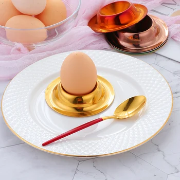 Поставка за чаши за яйца за ресторант неръждаема кръгла форма от розова неръждаема стомана, Германия Прибори Прибори за хранене