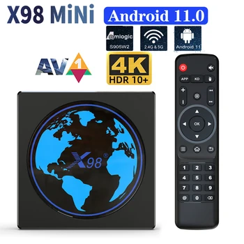 X98 Mini Smart TV Box Android 11,0 4GB32GB 64GB Amlogic S905W2 5G Двойна Wifi AV1 HDR 4K мултимедиен плейър Google Voice телеприставка W2