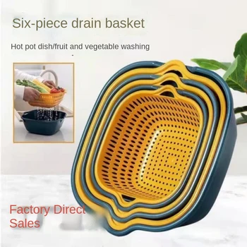 6 бр./компл. Кухненска мивка за източване на зеленчуци Кошница за плодове, за миене на плодове Пластмасов леген за миене на зеленчуци сливная кошница за мивка
